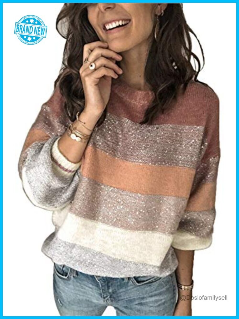 Cozy Knit Pullover Sweater Long Sleeve Crew Neck Casual Winter Top